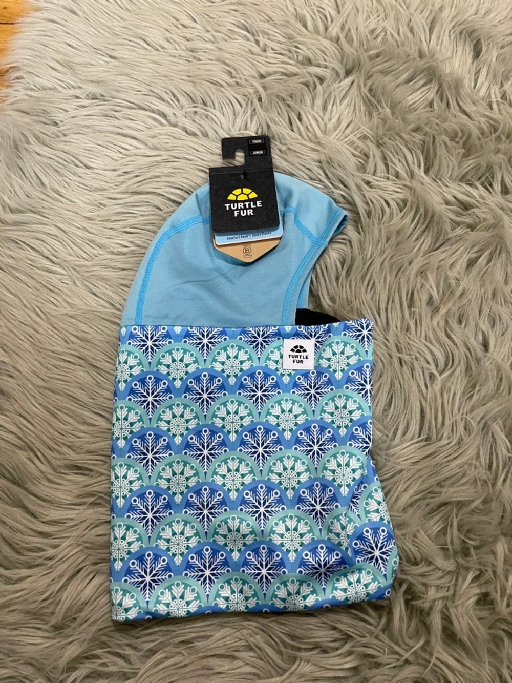 Turtle Fur Kids Light Blue & Blue Patterned Neck Gaiter